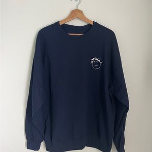 Navy Anti Tour Badgalriri Rihanna Logo Embroidery Crewneck